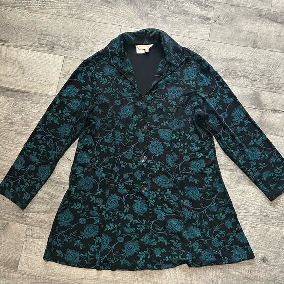 Norm Thompson- dress tunic- 90s Y2K- buttons dressy- acetate stretchy XL boho - Picture 1 of 8
